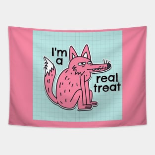 I'm a Real Treat Wolf Tapestry