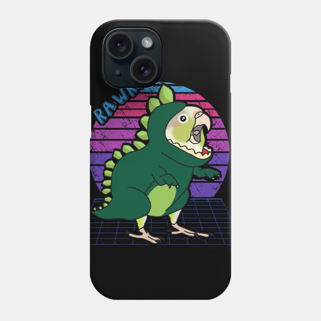 Aesthetic Vaporwave Dinosaur Cinnamon Conure Phone Case by FandomizedRose