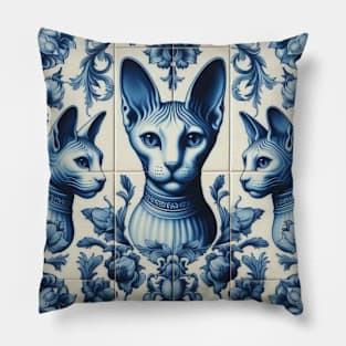 Delft Tile With Sphinx Cat No.3 Pillow