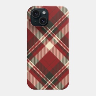 Red cream and black diagonal Tartan Plaid Pattern Phone Case