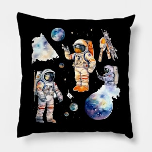 Astronaut Space watercolor theme Pillow