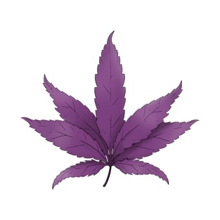 Purple Weed Leaf Design T-Shirt