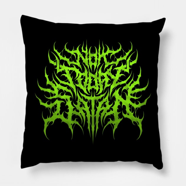 Not Today Satan (green) death metal design Pillow by Tmontijo