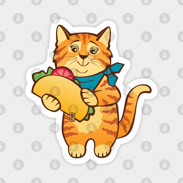 Cat with Taco Magnet by Sue Cervenka