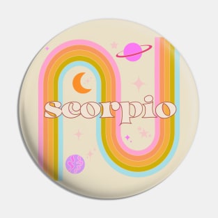 scorpio 70s Rainbow with Flowers Pin