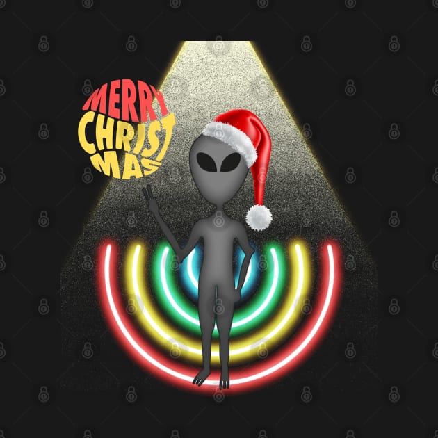 Alien in Santa Cap on Christmas | UFO Sighting | Merry Christmas by Cosmic Story Designer