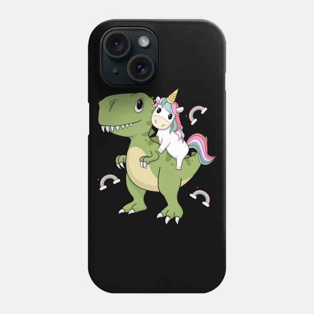 Unicorn Riding Dinosaur Funny Unicorns Party Cute T-Rex Phone Case by MasliankaStepan