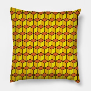 Yellow Block Print Pattern Pillow