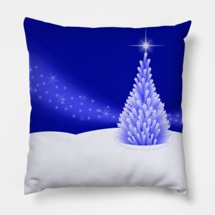 Winter Tree Night Scene Pillow