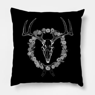 Witch Totem - Deer Skull In Flowers Pillow