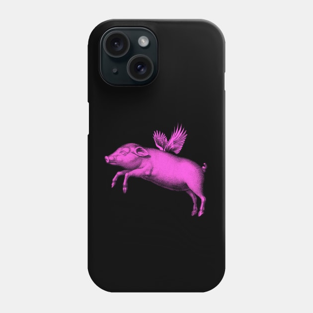 Flying Pig Funny Saying With Pink Modern Pop Art | Vintage  Fat Animal Wings Phone Case by ZAZIZU