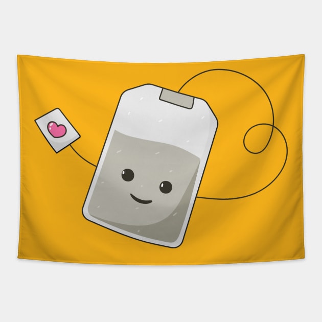 Happy cute tea bag Tapestry by Polikarp308