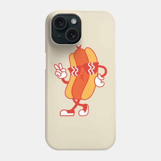 Rero Vinage Cool Hot Dog Weaing Glasses Funny Hot Dog Lover Food Phone Case by Illustradise
