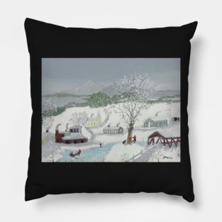 The Burning of Troy by grandma moses Pillow