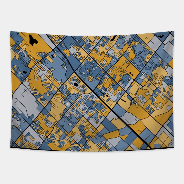 Brampton Map Pattern in Blue & Gold Tapestry by PatternMaps