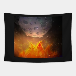 Let it fire to the moon - Fire sign - The Five Elements Abstract  Symbol Tapestry