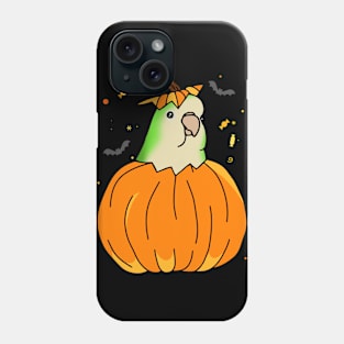 Halloween Green Monk Parakit Pumpkin Hat Phone Case