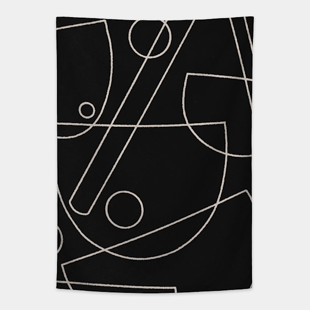 Abstract Bowls Geometric Monochrome Black and White Tapestry by Trippycollage