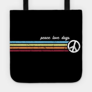 Retro Stripes Peace Love Dogs Tote