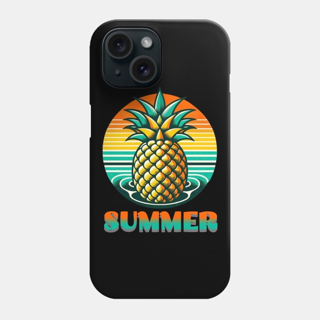 Pineapple Summer Retro Art Phone Case by mieeewoArt