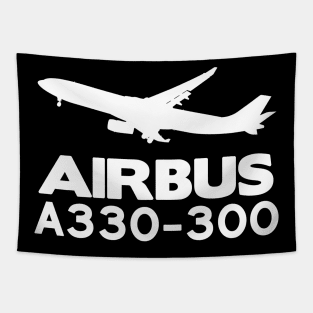 Airbus A330-300 Silhouette Print (White) Tapestry