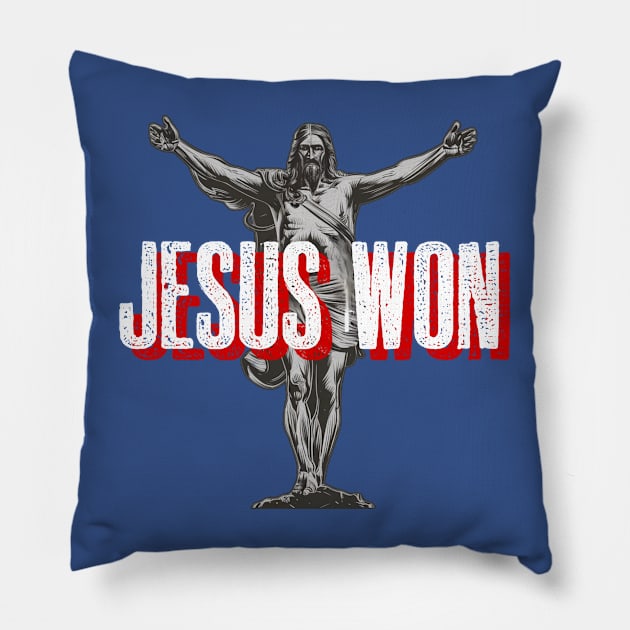 Jesus Won Pillow by Qrstore