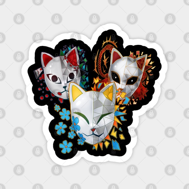 Demon Cat Mask Girl Magnet by GhostFox_Designs