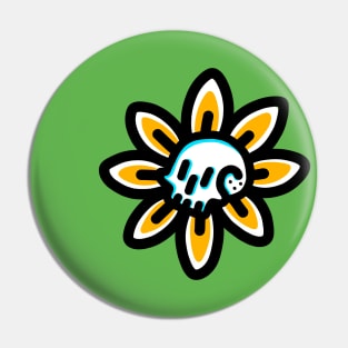 Sunflower Skull Pin