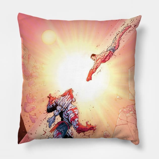 omni man vs beast Pillow by super villain