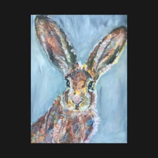 Colourful Hare ,  Blue Background T-Shirt