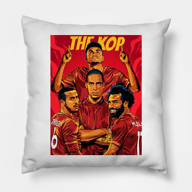 The Kop with Liverpool's Key Players - Illustrated Harmony Pillow by Futbol Art