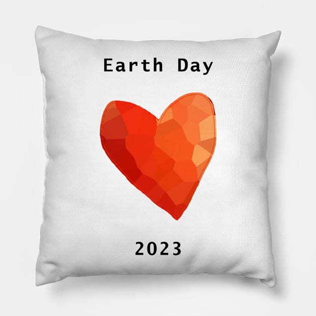 Red Heart Earth Day 2023 Pillow by ellenhenryart