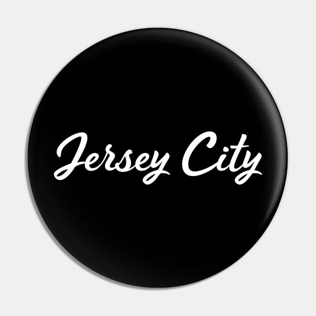 Jersey City white flowing text Pin by keeplooping