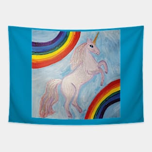 Unicorn with Rainbows Tapestry