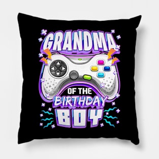 Grandma Of The Birthday Boy Matching Video Gamer Party Pillow