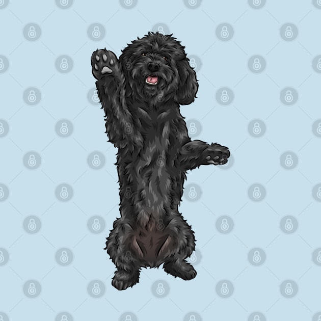 Cute Black Cockapoo Dog by Shirin Illustration