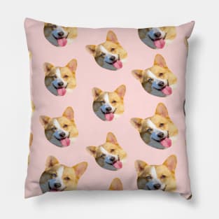 1980s kawaii cute pink dog pattern puppy corgi Pillow