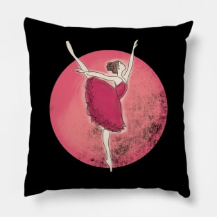 Ballet Dancer under the red moon, Water Color design Pillow