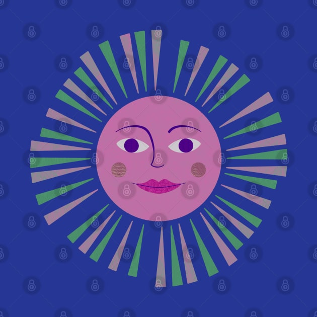 Sun with a face pink by LuckyJuniperCo