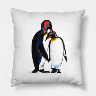 Penguins Watercolour - Loving King Penguin Pair Pillow