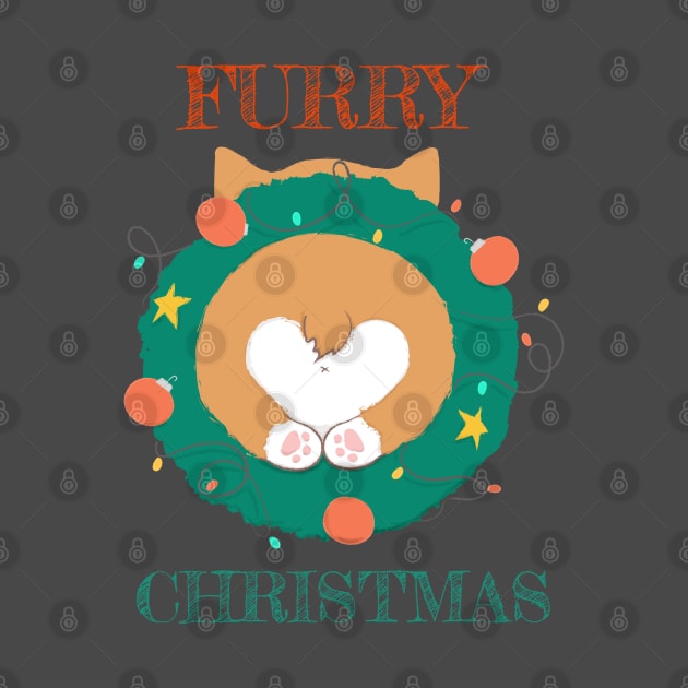 Furry Christmas (Merry Christmas) Corgi Butt Dog Wreath by LoveofDog