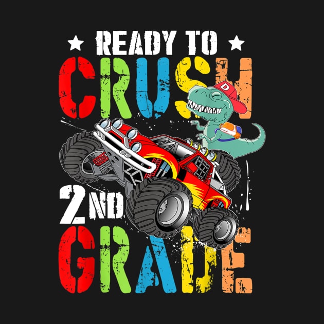 2nd Grade Dinosaur Monster Truck Back to School Boy by FONSbually