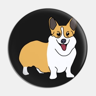 Cute Fluffy Tan/Brown and White Welsh Corgi Digital Art Pin