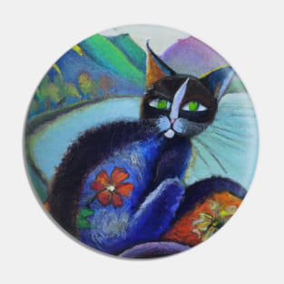 Island Cat Painting in the style of Gauguin Pin