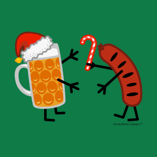 Beer and Bratwurst - Funny Foodie Merry Christmas T-Shirt