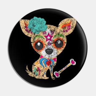Chihuahua Mexican Skulls Design Pin
