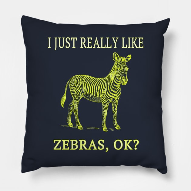 I Just Really Like Zebras, OK? Savanna Africa Nature Fan Pillow by klimentina