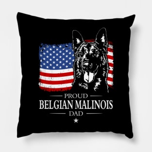 Proud Belgian Malinois Dad American Flag patriotic gift dog Pillow