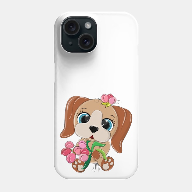 Cute animal with tulips in its paws Phone Case by Eduard Litvinov