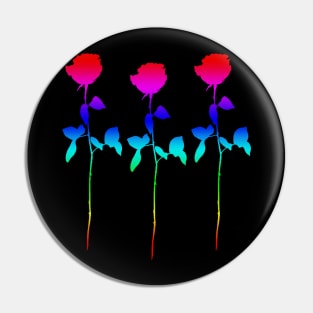 Triple Rainbow Rose Stem Design Pin